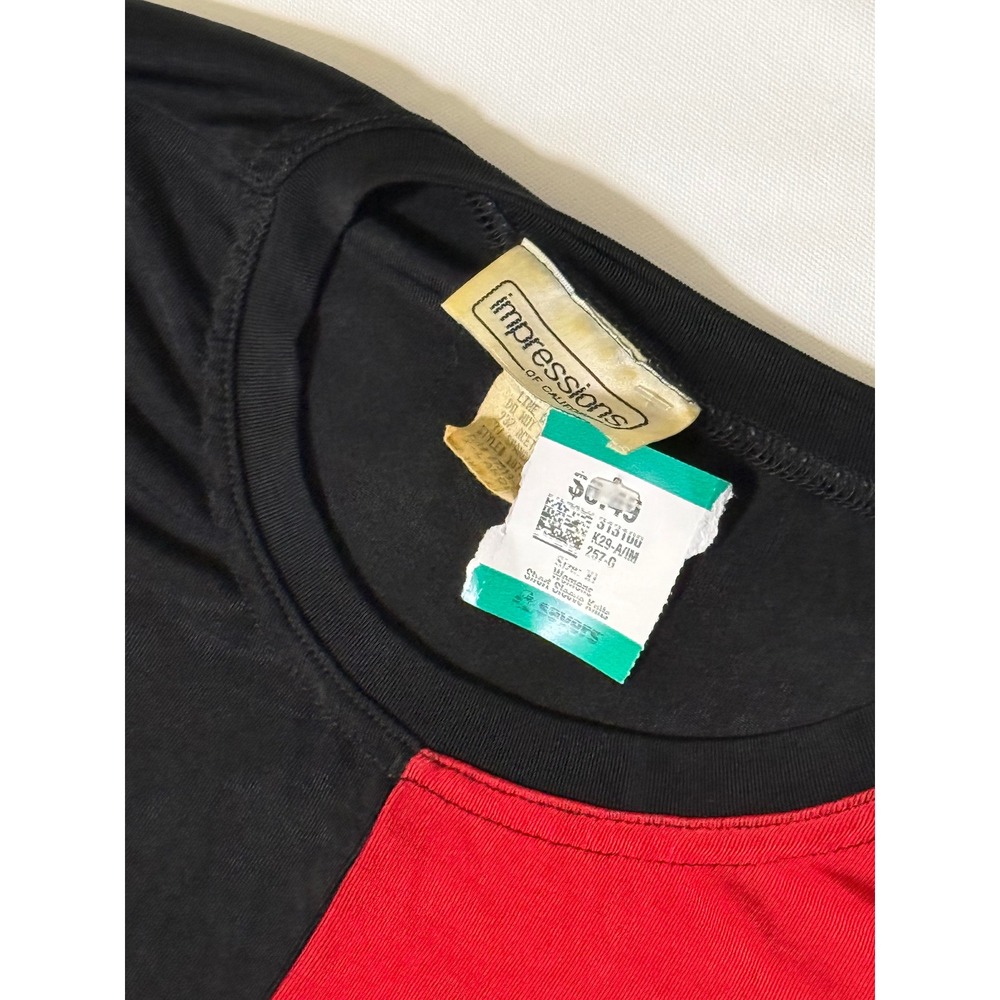 Impressions of California XL Red Black Colorblock Slinky Stretch Top USA